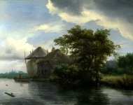 Jacob van Ruisdael - A Cottage and a Hayrick by a River
